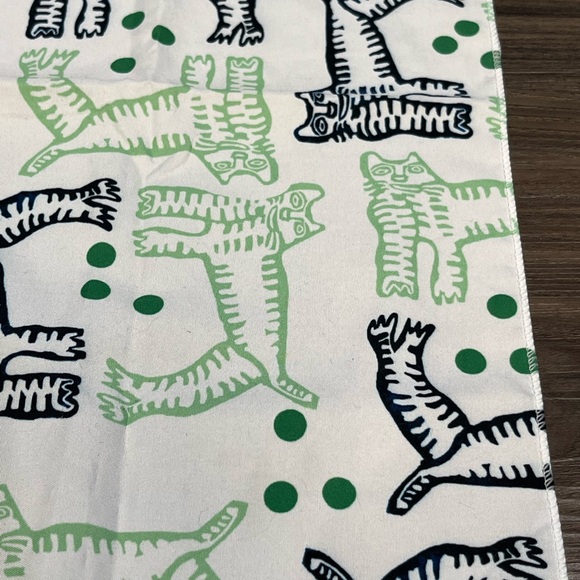 Passion Works Studio Green And Navy All Over Cat Print Bandana Handkerchief - Picture 2 of 11